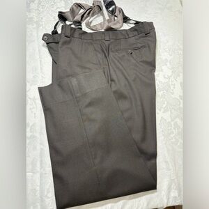 JHANE BARNES Super 100’s Wool Flat Front W Suspenders Black Size 40 Dark Pewter